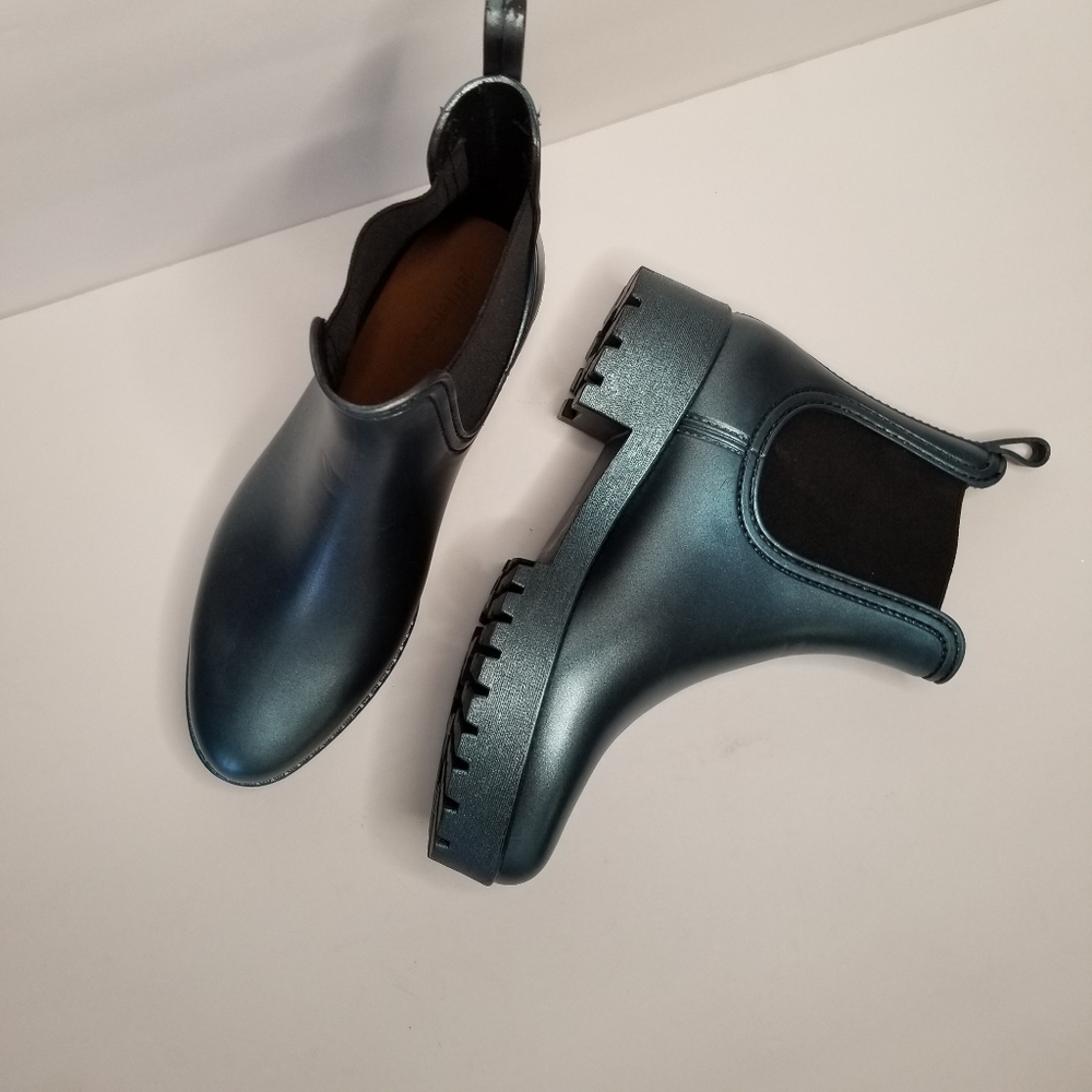 JEFFREY CAMPBELL BLUE  METALLIC RAIN BOOTS - Picture 3 of 7